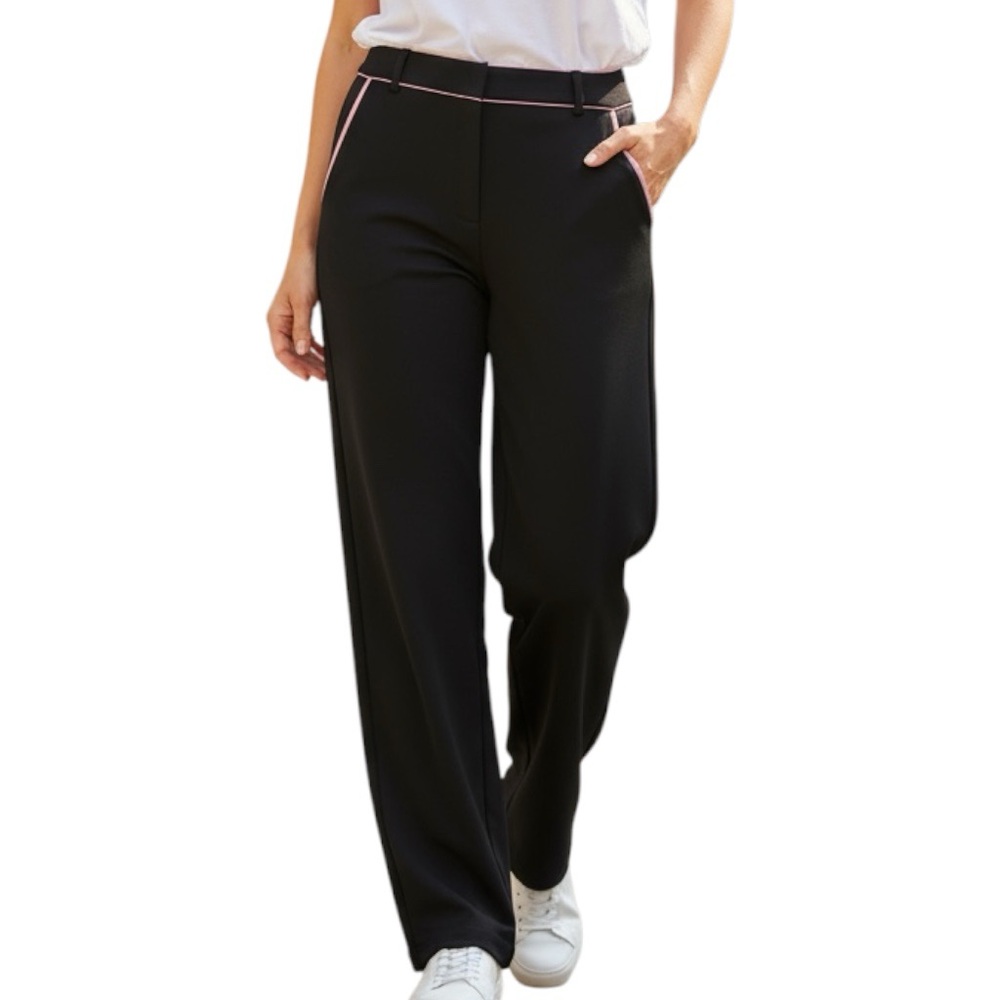 REBECCA TAYLOR ☆ Mid Rise Dress Pants / Trousers ☆ Black w/ Pink Trim